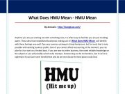 What Does Hmu Mean